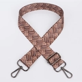 Adjustable crossbody bag strap with brown geometric ethnic weave and gunmetal hardware - Pattern 93 (Gunmetal Hook)