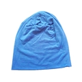 Light blue slouchy knit beanie hat with smooth fabric for men and women outdoors - Lake Blue