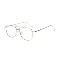 Lunettes carrées en métal argenté avec branches gravées et verres transparents - Monture Argentée Verres Plats Transparents