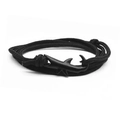 Men's black shark anchor multi-layer braided rope bracelet with matte black metal buckle - Black