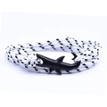 Men's black and white braided shark bracelet with a matte black metal clasp - No. 22 Black Shark