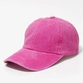 Rose pink washed cotton baseball cap with vintage distressed finish and side profile view - L (58-60cm) / Rose Red