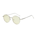 Retro round silver metal sunglasses with transparent light yellow lenses in a stylish design - C5 Silver Frame Yellow Lens
