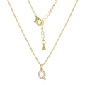 Golden letter Q pendant necklace with sparkling cubic zirconia on a dainty cable chain - Letter Q (XL00063-Q)