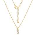 Gold plated alphabet S pendant necklace featuring shimmering cubic zirconia pavé setting - Letter S (XL00063-S)
