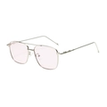 Lunettes de soleil carrées en métal argenté avec verres roses et branches gravées - Monture Argentée Verres Violet Rose