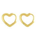 Minimalist matte gold heart-shaped hoop earrings presented in a symmetrical pair - Heart