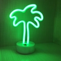 Coconut tree LED neon light with white base and green glow for festive decor - Coconut Tree (Green) With Base