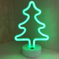 Green LED neon Christmas tree decorative light with white circular power base - Christmas Tree (Green) With Base