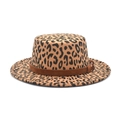 Cappello boater maculato con fascia in camoscio marrone e dettaglio fibbia dorata - M(56-58cm) / Cammello