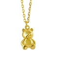 Collana con ciondolo a forma di orsetto d'oro lucido su sfondo bianco da donna - Oro