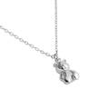 Collana con ciondolo a forma di orso in argento lucido con catena a O per donna - Oro Bianco