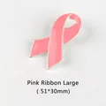 Pink ribbon breast cancer awareness brooch in large size 51x30mm with silver base - New Large (51x30mm)