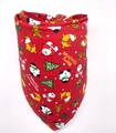 Close-up of red cotton Christmas dog bandana featuring festive prints and soft fabric texture - M / Christmas Red (BA020)