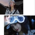 Blue LED light-up shutter glasses for party and rave events with flashing modes - Shutter / White