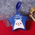 Star-shaped blue Christmas gift box with white bear pattern and Merry Christmas text - Blue Polar Bear With Dark Blue Ribbon