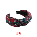 Detail of red and green plaid headband with festive snowflake pattern and twist design - Polka Dot Red Green Plaid Snowflake #5