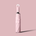 Pink automatic 3-fold umbrella with unique minimalist ring hook handle and sleek design - Pink (Buckle Handle)