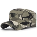 Men's cotton woodland camouflage cadet cap with U.S. Army embroidery and flat top - Adjustable / Camouflage