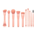 10-piece coral pink makeup brush set with synthetic bristles on a white background - 10 Pcs-Princess Pink