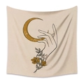 Bohemian tapestry with minimalist moon and hand line art on beige fabric background - 73X95CM Brushed Style / Mld (33)-Hand Holding Sun Moon