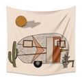 Bohemian style wall tapestry with teardrop trailer and desert cactus in earth tones - 73X95CM Brushed Style / Mld (37)-Retro Camper Desert