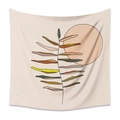 Bohemian wall tapestry with abstract sun and leaf motifs in earthy olive green tones - 73X95CM Brushed Style / Mld (49)-Abstract Leaf Sun