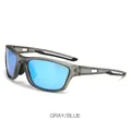 Gafas de sol deportivas polarizadas con montura gris y lentes de espejo azul - Marco Gris Lentes Azules