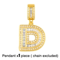 Close-up of golden letter D pendant with iced out cubic zirconia stones for hip hop style - Gold Letter D Pendant (No Chain)