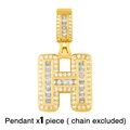 Close-up of gold-plated letter H pendant encrusted with white sparkling crystals - Gold Letter H Pendant (No Chain)