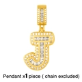 Macro detail of gold letter J pendant with inlaid cubic zirconia and large diamond-set bail - Gold Letter J Pendant (No Chain)