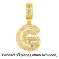 Detailed view of gold plated G letter pendant with cubic zirconia stones without chain - Gold Letter G Pendant (No Chain)