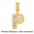 Macro shot of gold letter P pendant with pave set cubic zirconia stones - Gold Letter P Pendant (No Chain)