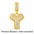 Close-up of golden letter Y pendant with cubic zirconia stones, hip-hop jewelry style - Gold Letter Y Pendant (No Chain)