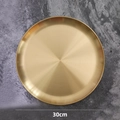 Minimalist 30cm round gold metal storage tray with a luxury brushed brass finish - Storage Round Tray / 30cm / Gold