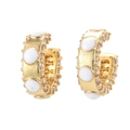 Orecchini a clip dorati a forma di C con smalto bianco e strass scintillanti - Stile Oro con Strass Bianco (Stile 8)