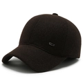 Gorra de béisbol de lana marrón oscuro con forro cálido y detalle lateral metálico - café