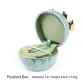 Scatola per ciondolo tonda in velluto verde menta con fiocco d'oro, 7.0x6.0cm - Scatola per Ciondoli / Verde Turchese