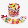Kids hair clip set with colorful cartoon flowers and fruits in a transparent jar - Fruit Veg & Flower A 26-Piece Boxed Set