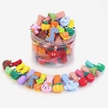 Set of colorful cartoon animal and fruit hair clips for kids in a round clear jar - Cartoon Fruit & Veggie A 26pcs Boxed