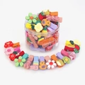 Child hair clip set with cute cartoon resin shapes and fabric wrapping in a clear jar - Flower & Animal B 26pcs Boxed