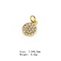 Sparkling gold micro-pave cubic zirconia round charm pendant 7.5x9.5mm for jewelry making - Style 16# Round Pave
