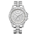 Women's full crystal stainless steel watch with three sub-dials and silver band - Silver