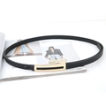 Minimalist black leather skinny belt for women with elegant golden rectangular buckle - Hollow Rectangle Buckle