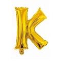 Golden foil balloon in the shape of letter K for wedding and party decorations - Bright Gold K