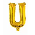 Golden 16-inch letter U foil balloon with metallic finish for wedding decoration - Bright Gold U