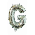 Silver foil letter G balloon for party decorations and wedding events with glossy finish - Bright Silver G
