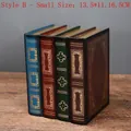 Set of 4 vintage European style faux book storage boxes in blue, red, green and brown - Small Size B / 13.5*11*16.5CM