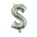 16-inch metallic silver foil balloon in letter S shape for wedding party decorations - Bright Silver S