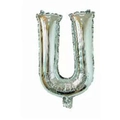 Single silver letter U foil balloon for wedding party and celebratory event decoration - Bright Silver U